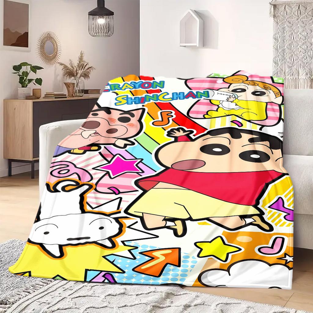 Shinchan Anime Print Blanket Warm Comfortable Flannel Blanket Suitable for Bedrooms, Sofas, Beds, Chairs, Picnics, Travel