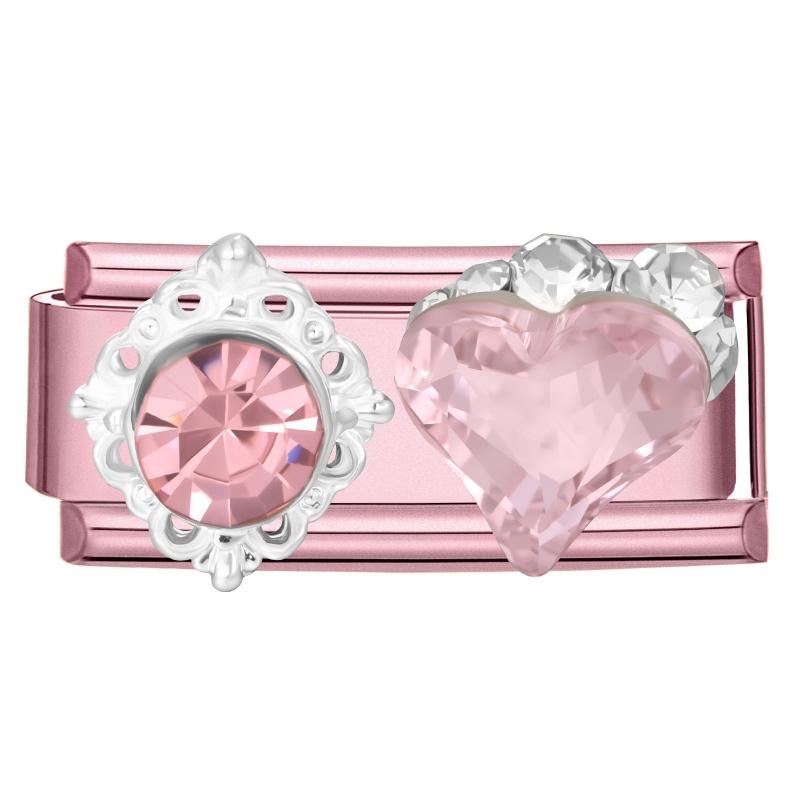 Romantic Pink Love Rose Butterfly Star Shell Zircon Long Italian Charm Links Fit 9mm Stainless Steel Bracelet DIY Making Jewelry