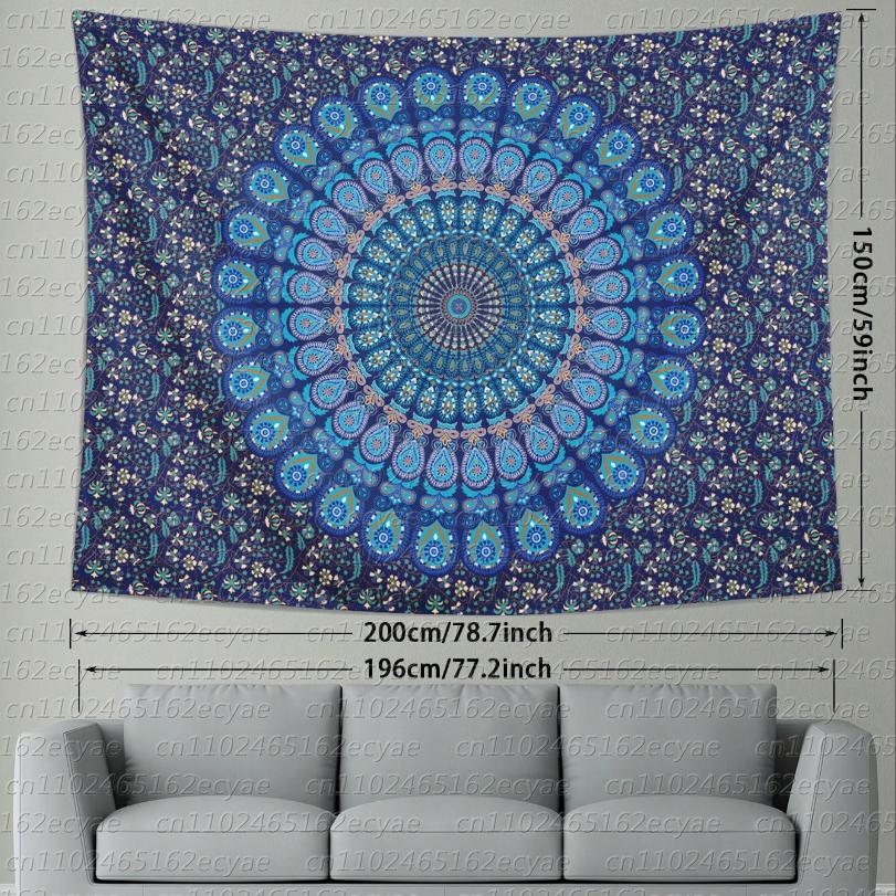 Богемский Гобелен Настенный Белый Цветочный Гобелен с Принтом Значка Спальня Богемский Домашний Декор Белый Простой 74x94cm(29x37in)