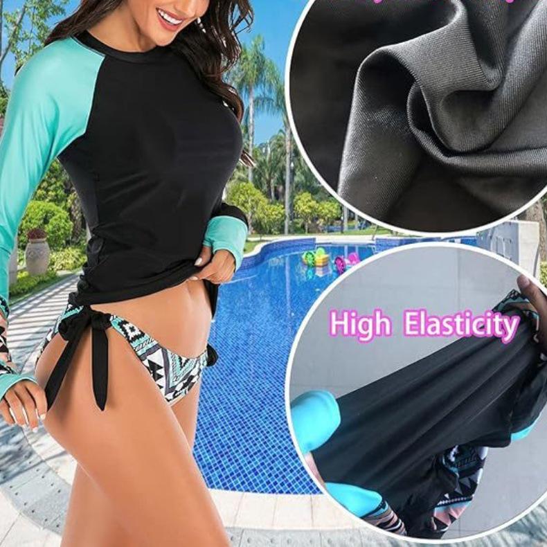 European & American Long Sleeve Women's Sun Protection Surfing Swimsuit - Flat Leg, Conservative Dive Suit