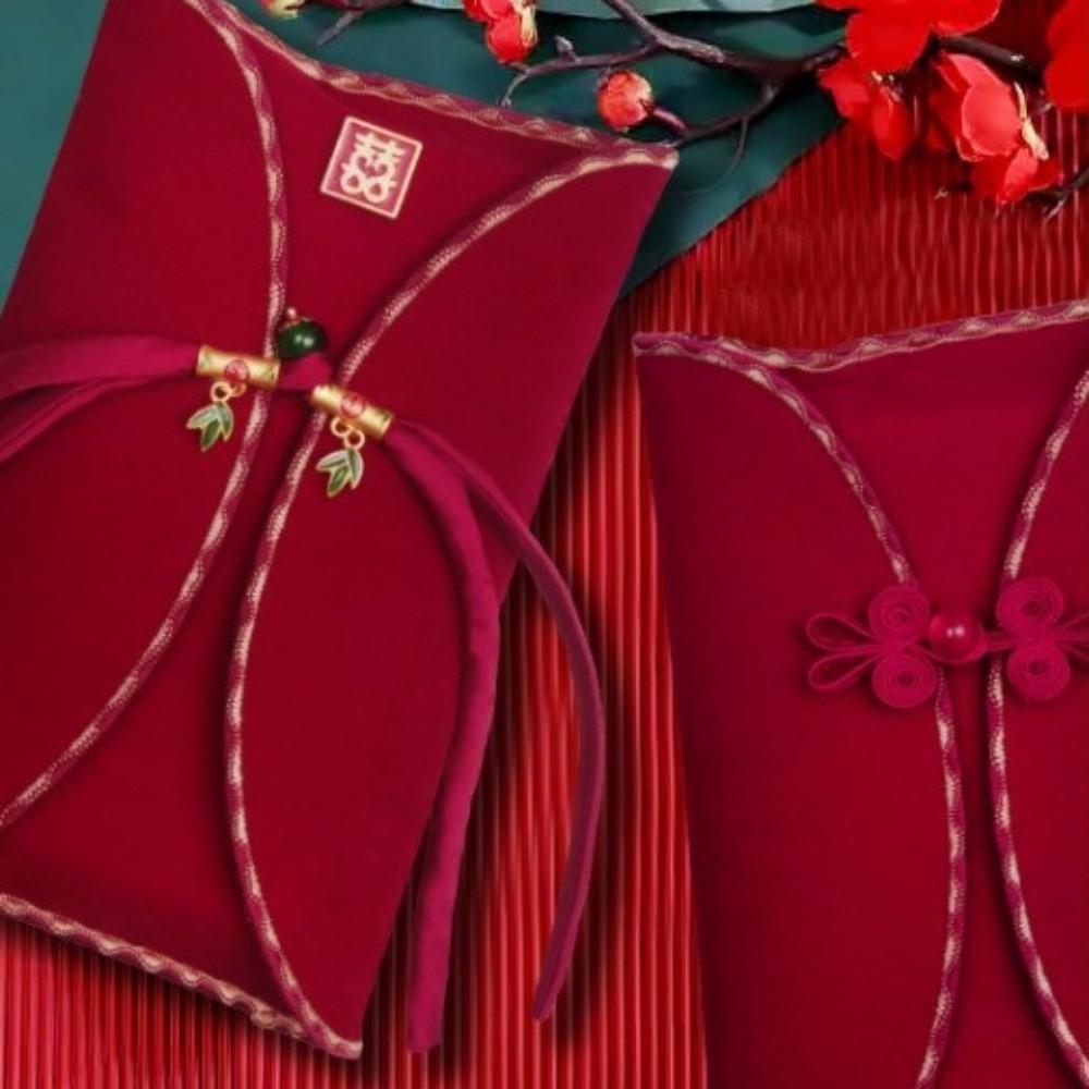Embroidery Cloth Chinese Red Envelope HongBao Traditional Red Lucky Packet Large Capacity Money Pocket Lunar New Year