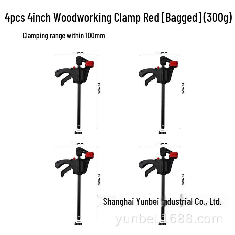 Red Metal F-Type Woodworking Clamp for Furniture: Available In 4, 6, 10, and 12 Inch Sizes