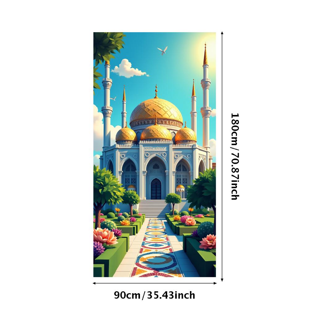 Islamic Mosque Large Tapestry for Ramadan Eid Mubarak Prayer Backdrop Curtains Wall Hanging Decor Muslim Scenic Banner