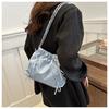 Trendy Ruched Faux Leather Bucket Bag for Women, Fashion Chain Shoulder Crossbody Hobo Purse, Casual Chic Handbag
