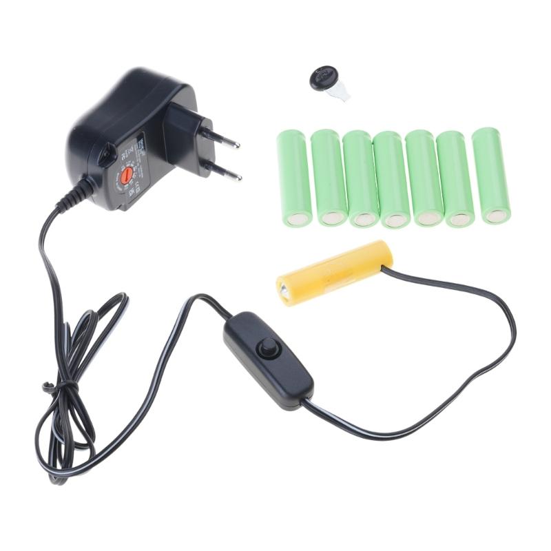 Adjustable 3V-12V AC-DC Power Supply Adapter with USB Output Repacement for AA Battery Replace 2-8pcs AA Batteries