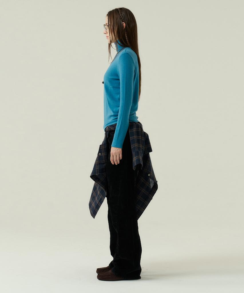 Boyeon Wool Tencel Turtleneck T-Shirt Blue 913-3