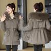 Parker Women's Winter Fashion Velvet Hooded Jacket Fur Collar Warm Women