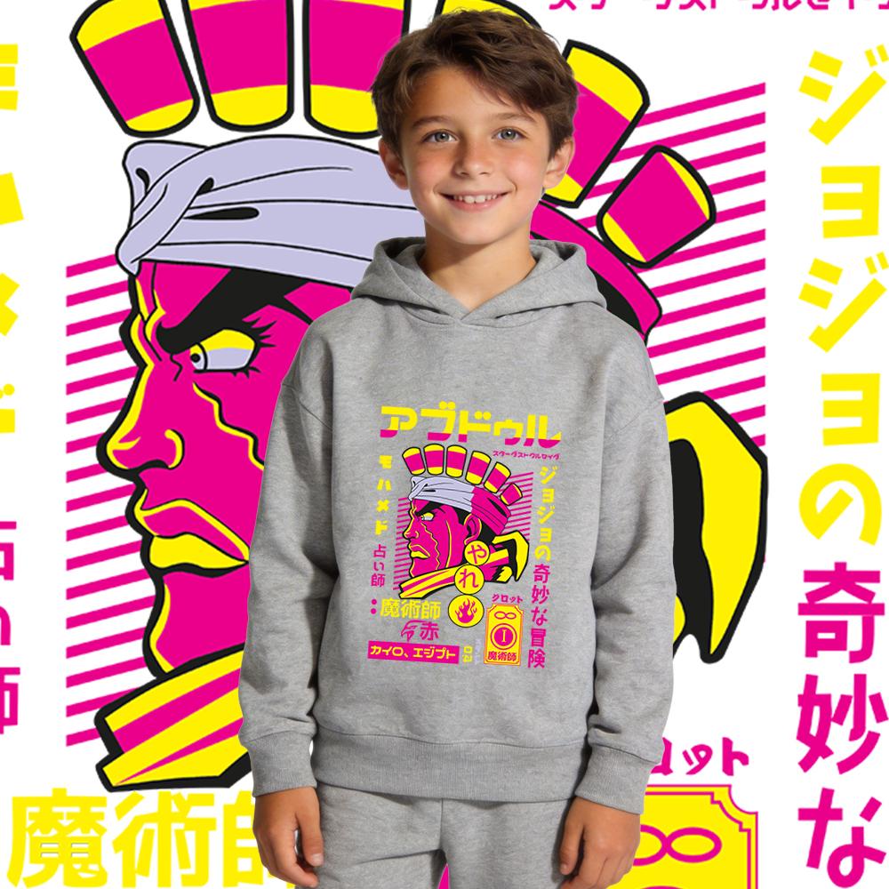 "JoJo's Bizarre Adventure" Muhammad Avdol Graphic Hoodie – fleece-lined and thickened for warmth; suitable for casual autumn and winter wear.