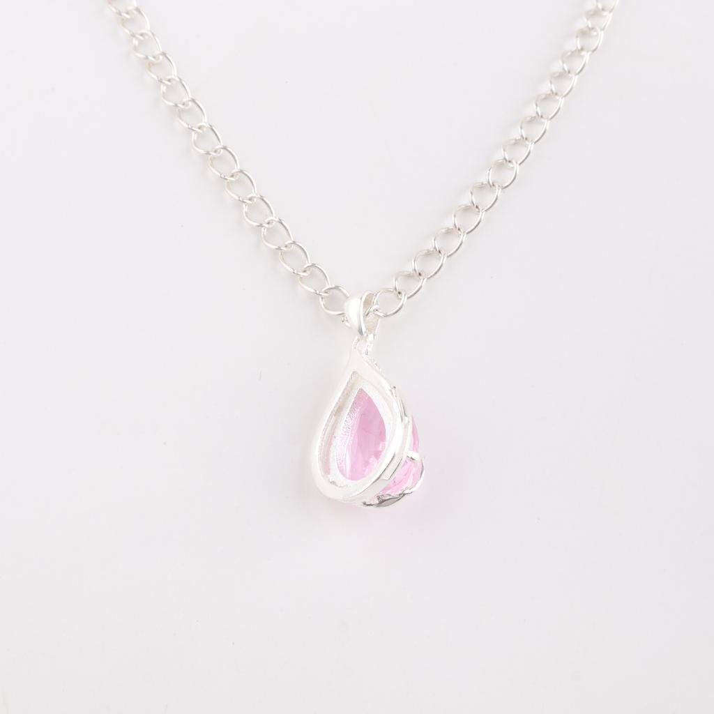 Morganit Edelstein 925 Massivsilber Modeschmuck Zirkon Anhänger Zum Geschenk CZP-7-16