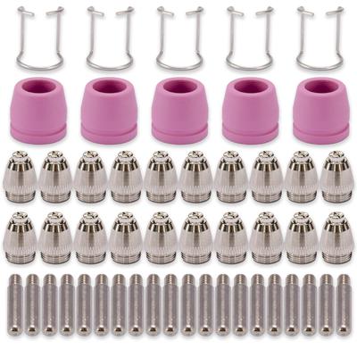 50er-Pack 0,8 mm Zoll Plasma-Schweißbrenner-Spitze Düse Verbrauchsmaterial-Kit für SG-55, AG-60 und WSD-60…