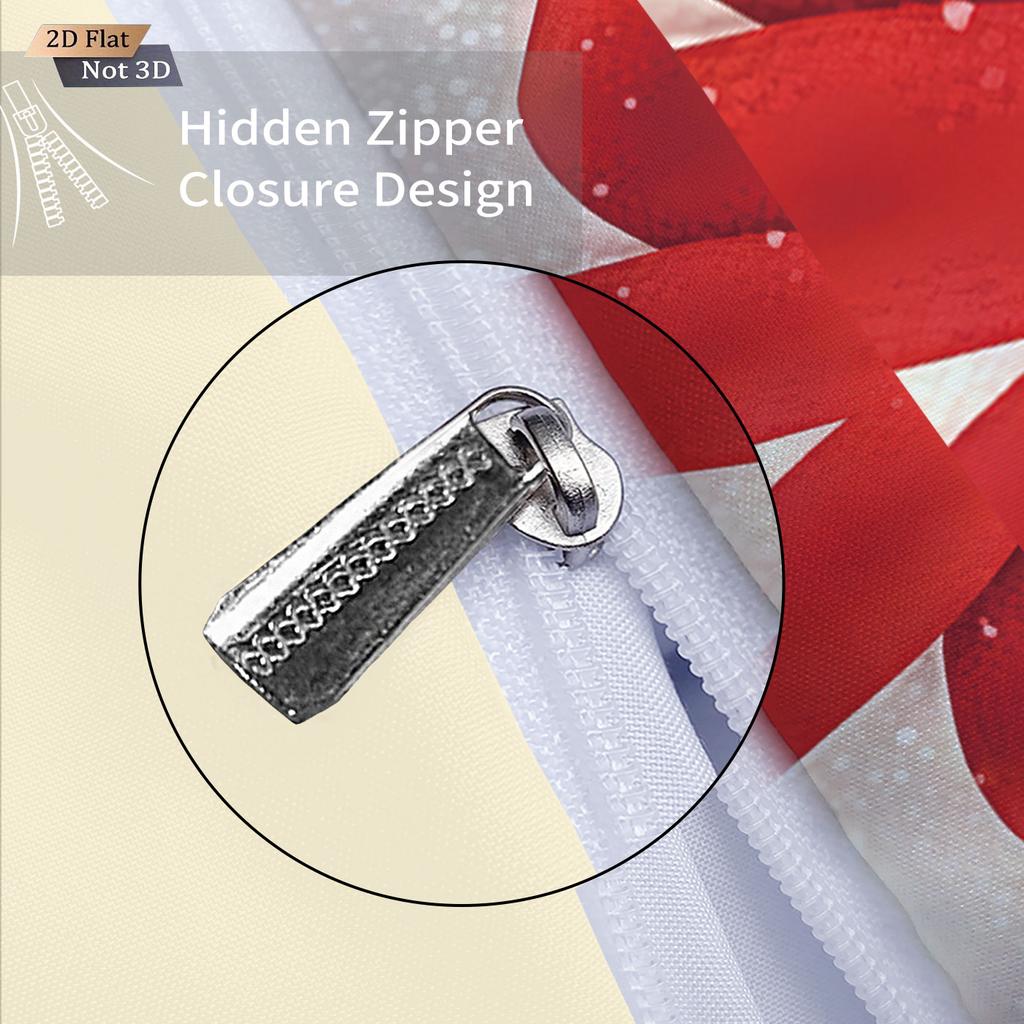 3pcs Merry Christmas Red Bow Printed Chipless Bedding Set Multi Size Bedroom Bedding Holiday Decoration Machine Washable