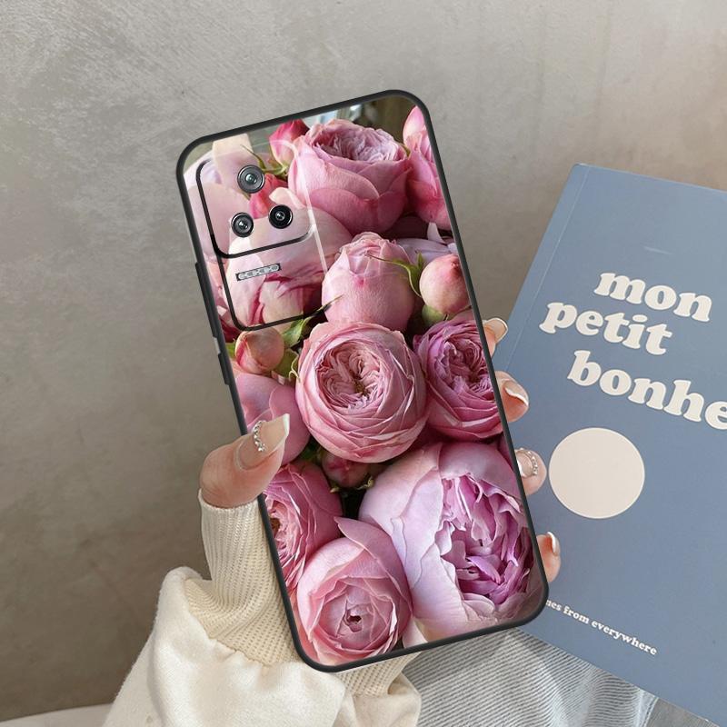 Elegant Pink Purple Peony Flower Case For POCO F5 C40 M5s F3 X4 F4 GT M4 X3 X5 Pro Cover For Xiaomi 12T Pro 11T 11 12 13 Lite
