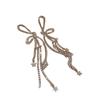 Korean Style Rhinestone Bow & Star Tassel Earrings - Light Luxury, High-End Feel, Fashionable Stud Jewelry