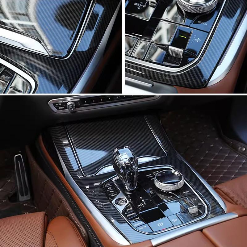 2pcs For BMW X5 G05 - Carbon Fiber Pattern Shift Panel Cover Car Decorative Cover Car Accessories