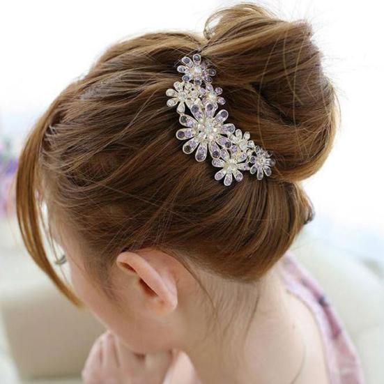 Fashion Women Rhinestone Flower Hair Pin Comb Clip Wedding Bridal Party Headwear