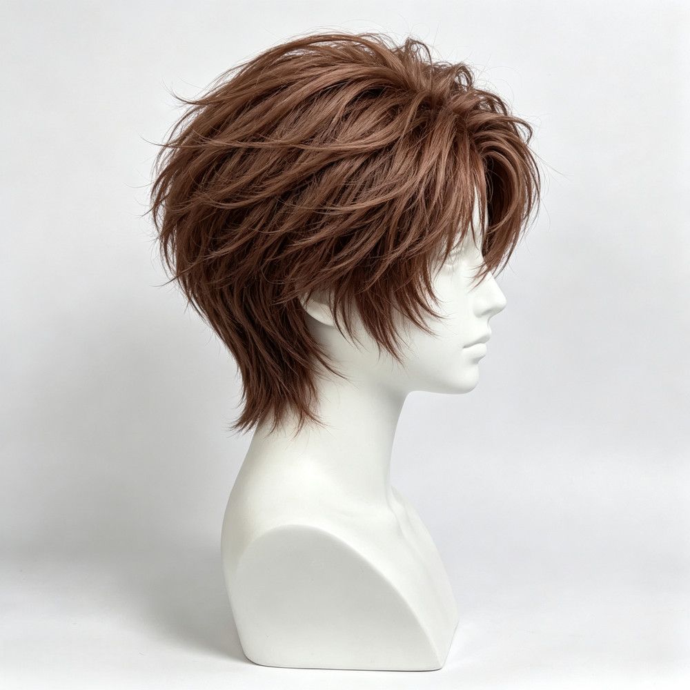 He Weis Anime-inspirierte kurze gerade Perücke: Vollkopf-Stil für alltägliche Auftritte und Fotoshootings