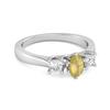 Lemon Quartz Elegant Three Stone Ring - 925 Sterling Silver