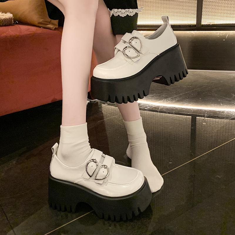 Fashion 8.5cm Women Loafers Shoes Flats Chunky Leather Shoes Woman Spring New 2025 Trend Fashion Casual Goth Cozy Zapatos De Mujer