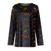 Damenmode, lässig, langärmelig, bedruckt, Rundhalsausschnitt, Pullover, Top, Bluse