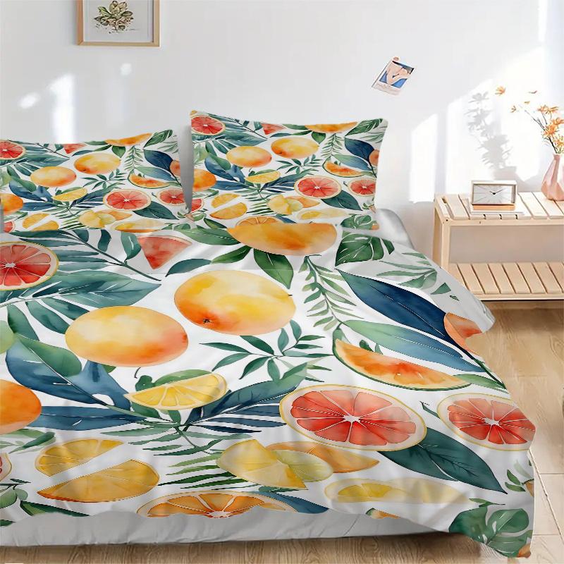 3pcs Citrus Fruits Quilt Set, Soft and Comfortable Bedroom