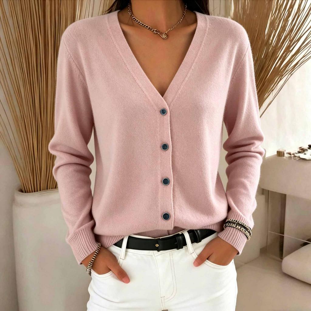 Women's Color Button Front Cardigan Sweater Loose Fit Casual Top