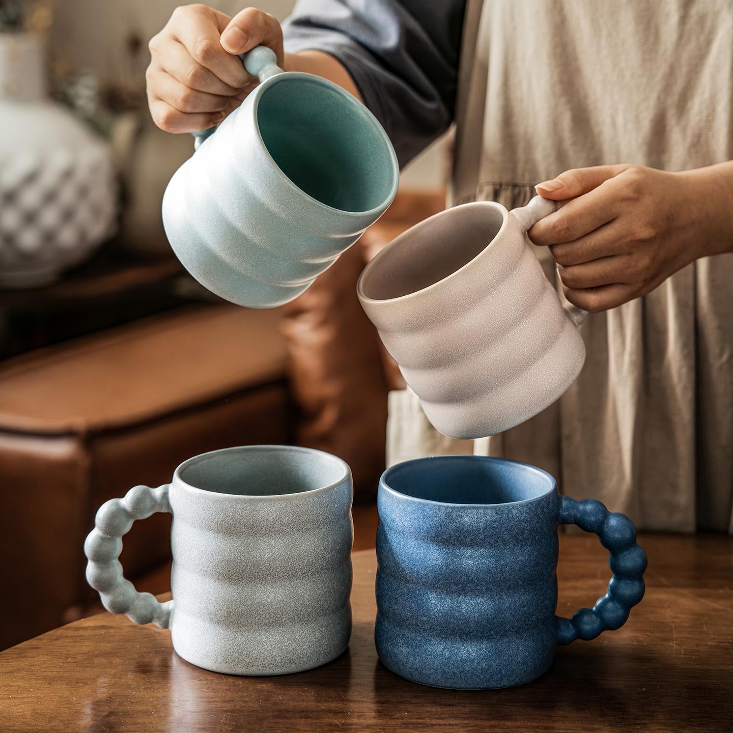 Wjg Pretty B Creative Bubble Handle Ceramic Cup High Value Household Tea Cup Mug Mug Breakfast Cup Coffee Cup