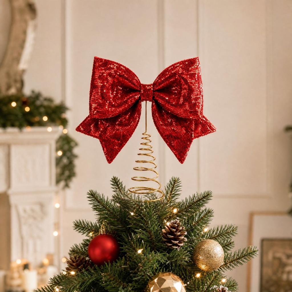 Christmas Tree Topper with Design Ornament for Holiday Home Decor