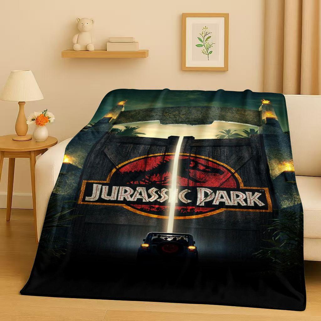 Coperta in Flanella Cartoon Dinosauro Jurassic Park 3D, Coperta Morbida Calda in Peluche per Casa Camera da Letto Letto Divano Copertura Ufficio Campeggio
