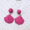 European & American Bohemian Raffia Shell Tassel Earrings: Sweet, Woven Niche Design for Women.