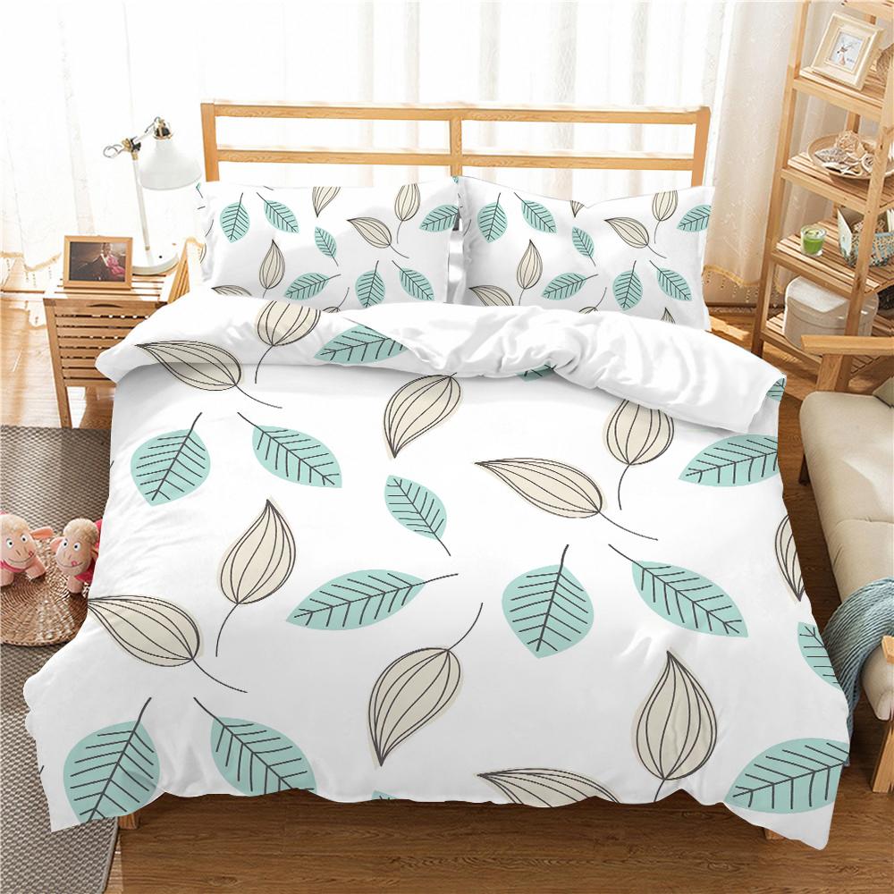 Heimtextilien Vintage-Bettbezug-Set mit Kissenbezug, 3D-Blatt bedruckt, Queen-King-Size-Bettbezug-Set, Schlafzimmer-Dekoration