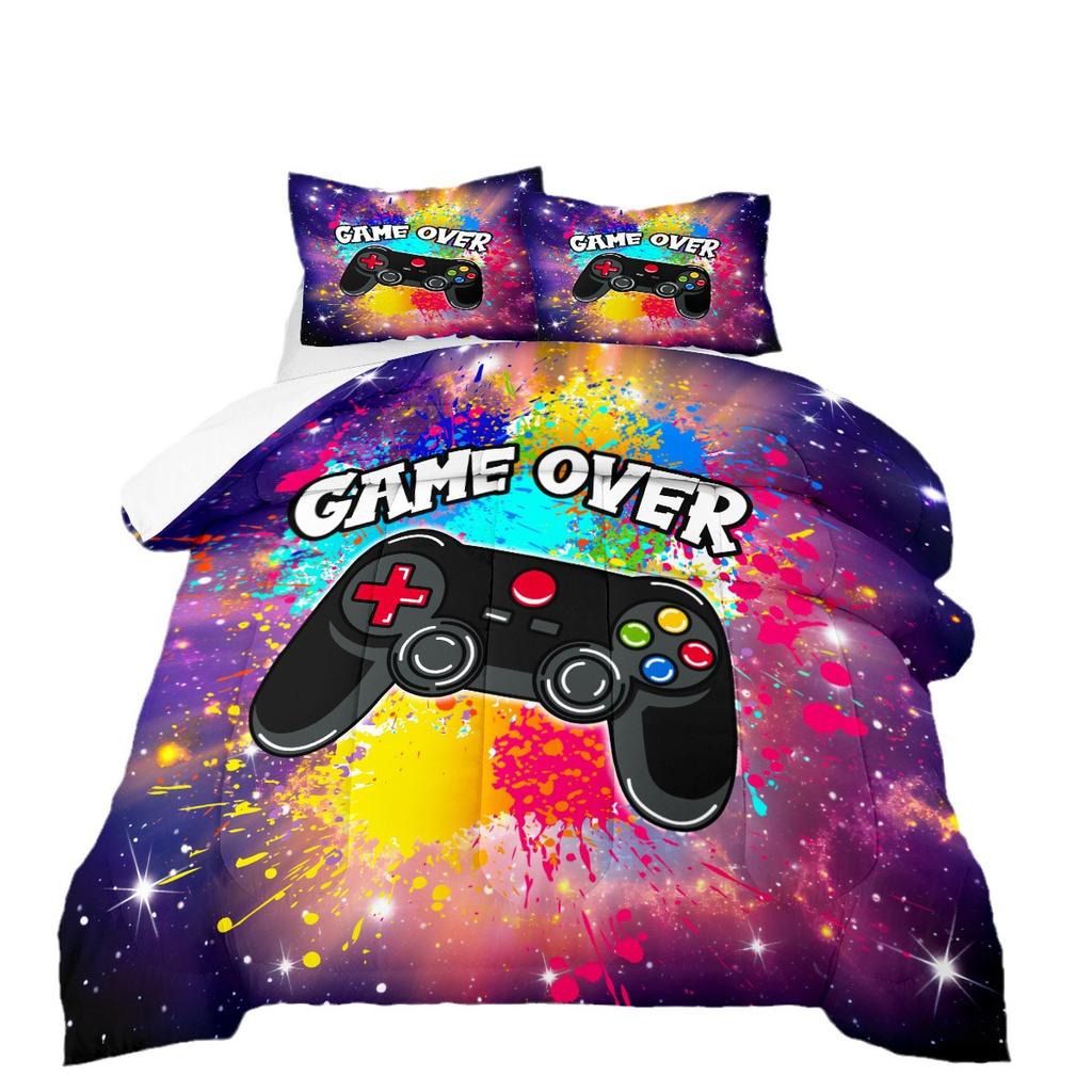 Lebendiges Sternenhimmel Gaming Controller Bettwäsche-Set - 3-teiliges Bettwäsche-Set