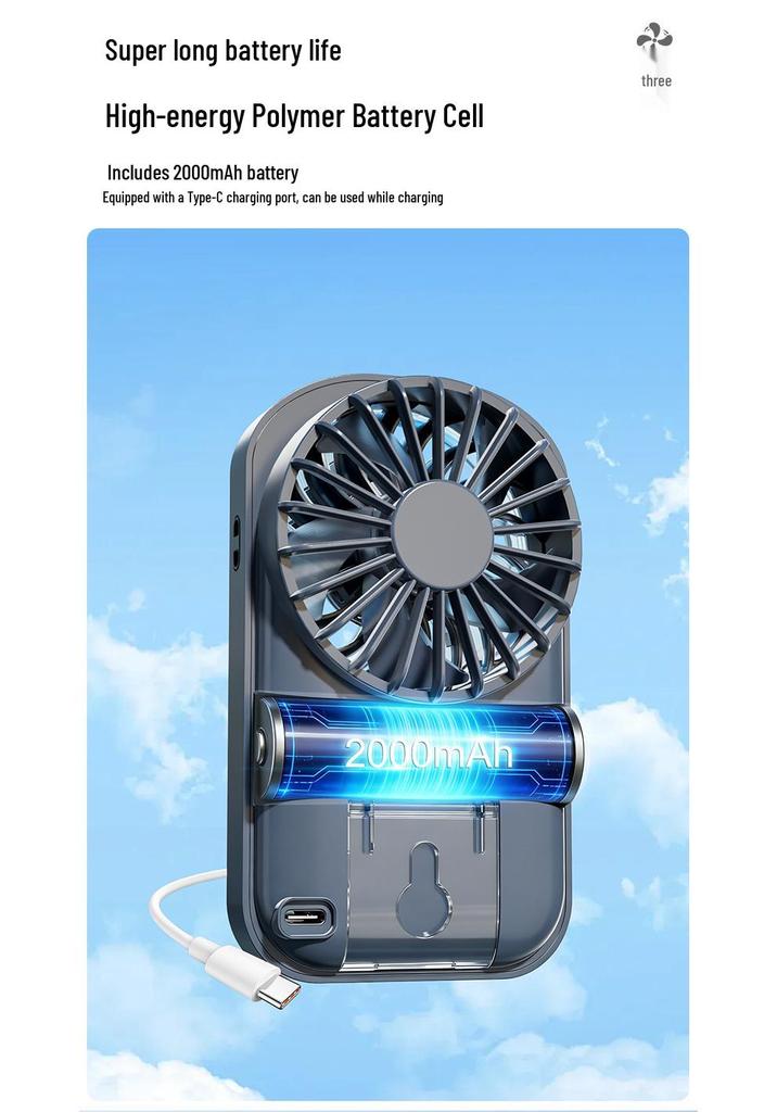 USB Rechargeable Portable Mini Desktop Fan with Digital Display and High-Speed Semiconductor Cooling