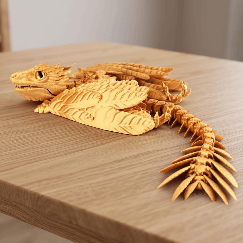 3D Printed 3D Printed Dragon Figurine Creative Design Bird Wings Feather Dragon Model Decorative Style Flying Shape