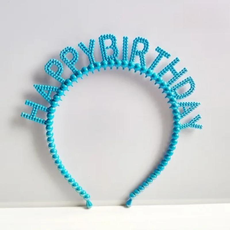 New Pearl Hair Band Happy Birthday English Letter Headband Children's Birthday Party Jewelry Gift Hair Accessories for Girls