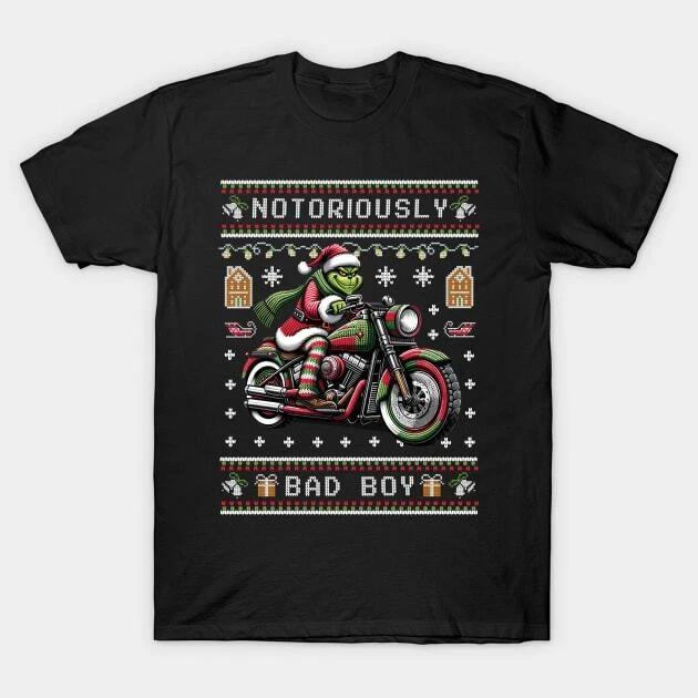 Grinch biker - Ugly Christmas sweater gift Made in Australia T-Shirt 4XL