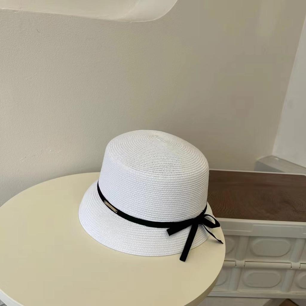 Small Straw Bucket Hat Female Travel Seaside Sunshade Sunscreen Basin Hat Outdoor Shopping Holiday Straw Hat Female