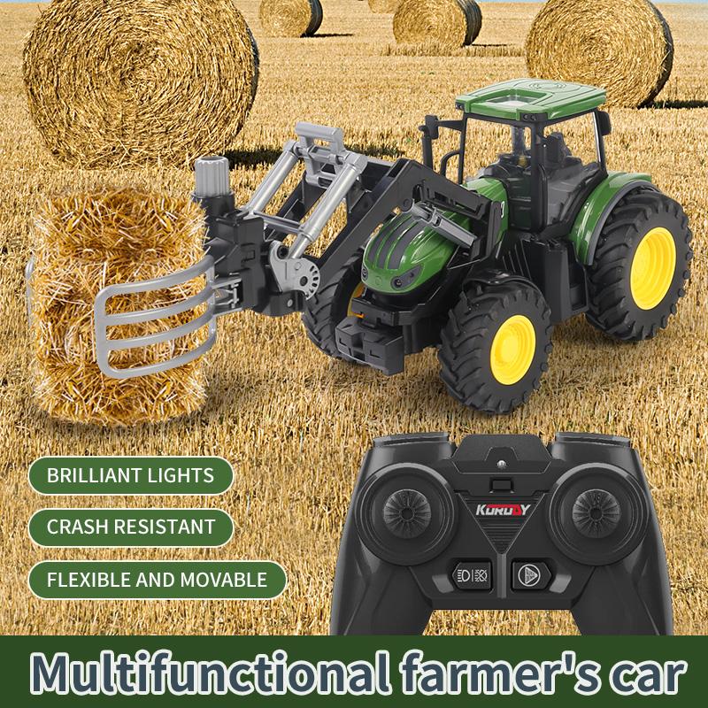 RC Farm Tractors Car 1/24 Radio Controlled Cars and Trucks 2.4G with Light Simulated Engineering Truck Model Toys for Kids Xmas
