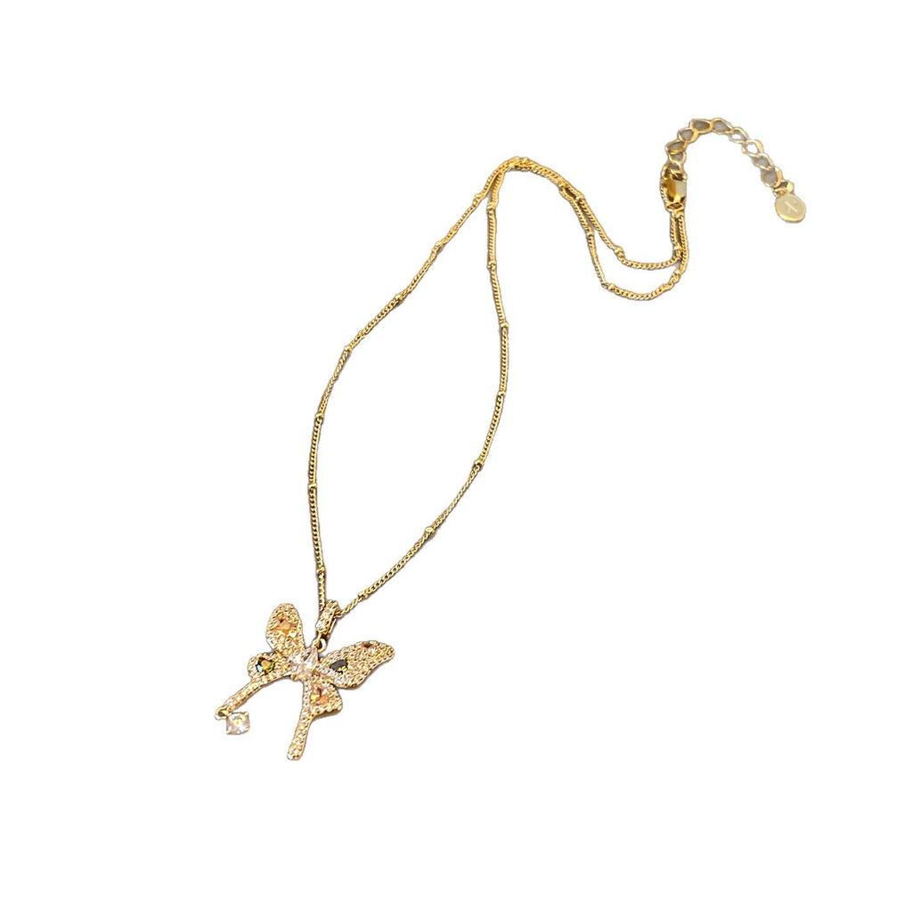 Korean Zircon Butterfly Pendant Necklace: Elegant and Versatile Accessory for Women