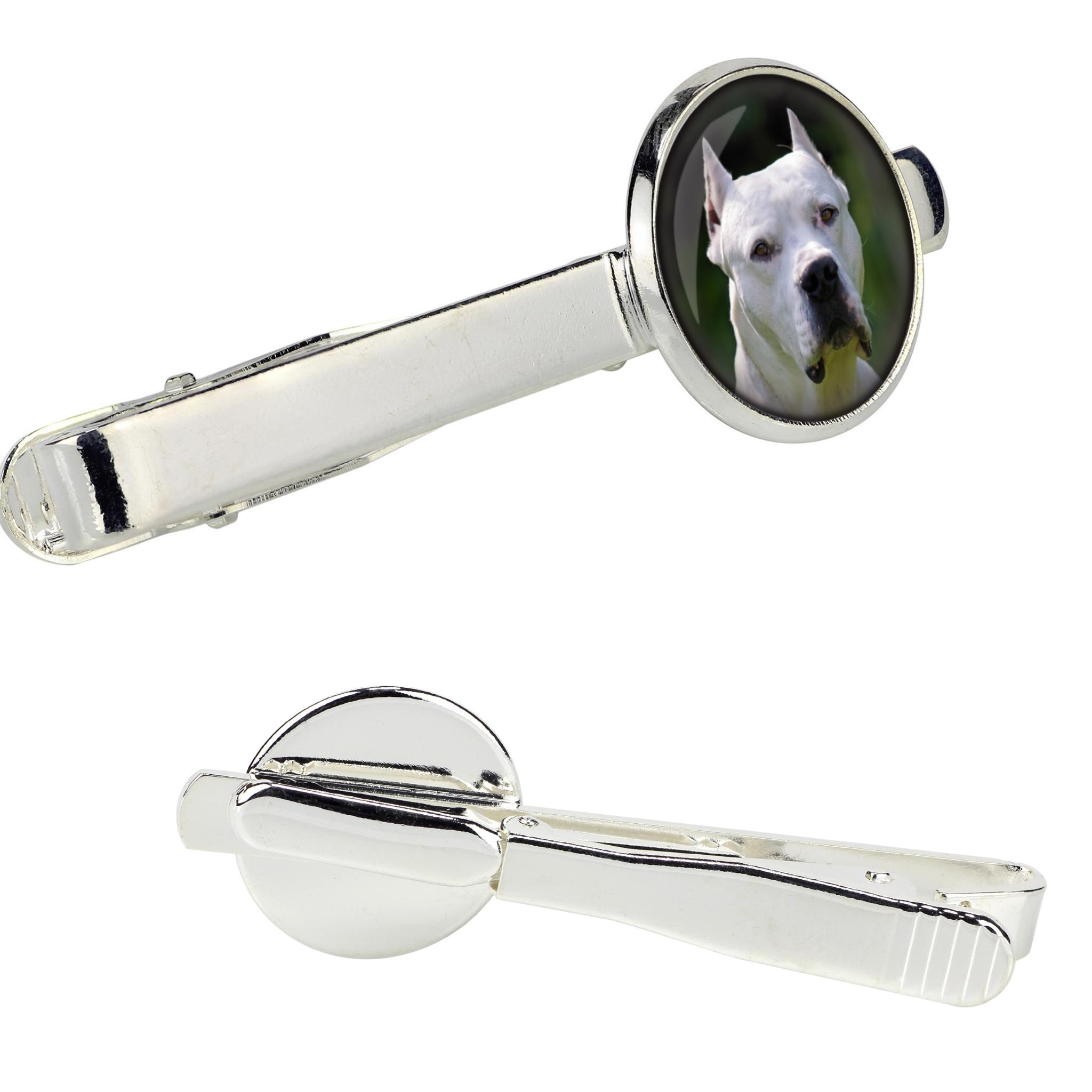 

Dogo Argentino - tie clip in a box, stylish tie, personalized jewelry from the Art-Dog brand срібний