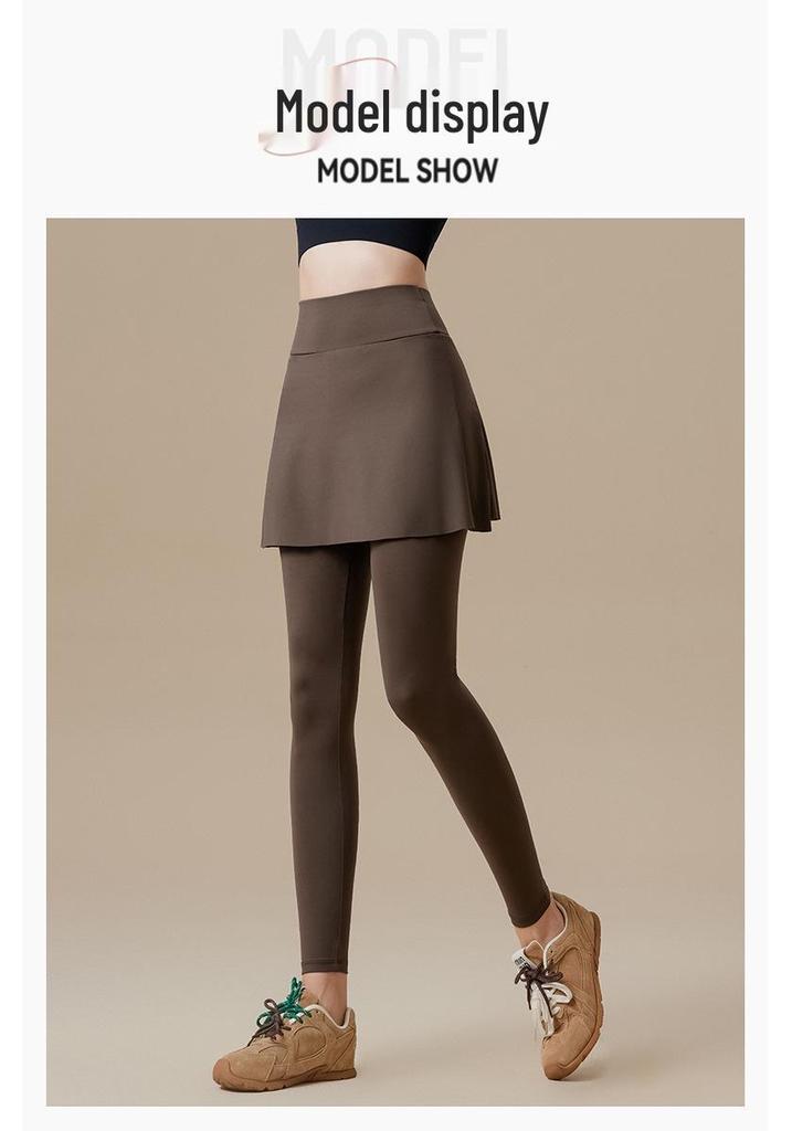 Plus-Size Micro-Flare Skirted Leggings for Women - Warm, Thick, Velvet Base Layer for Spring & Autumn