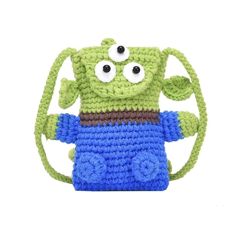 Cute Woven Summer Wool Bag Cartoon Big Eye Bag Shoulder Bag Monster Personality Fried Street Mobile Phone Bag