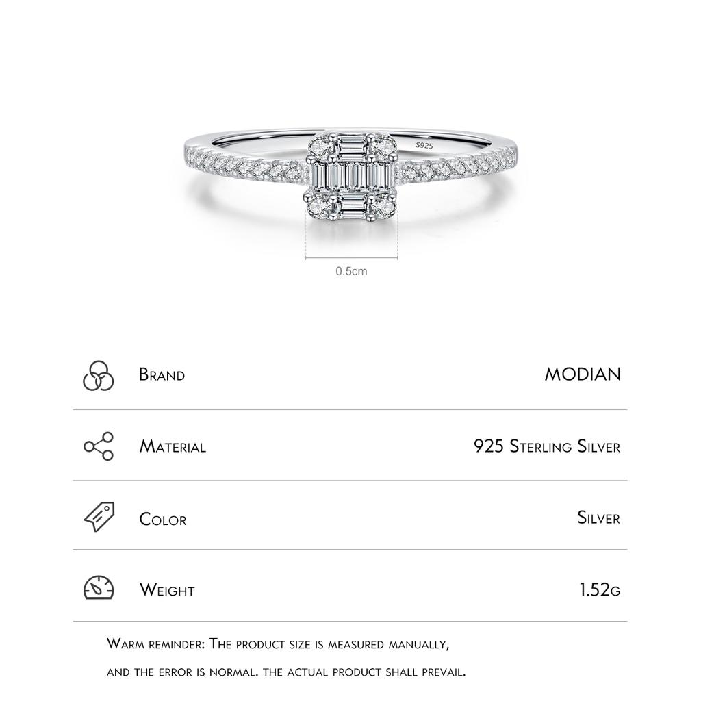 MODIAN Eenvoudige Vierkante Luxe Schitterende CZ Verlovingsring Voor Vrouwen Bruiloft Statement Fijne Sieraden Cadeau