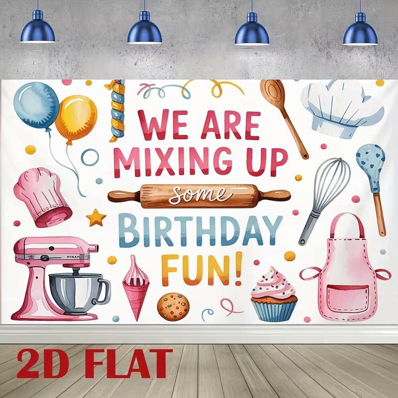 

2D Printed Baking Party Mixing Up Some Fun Studio Backdrop for Photography 47.2x31.5inch/120*80cm