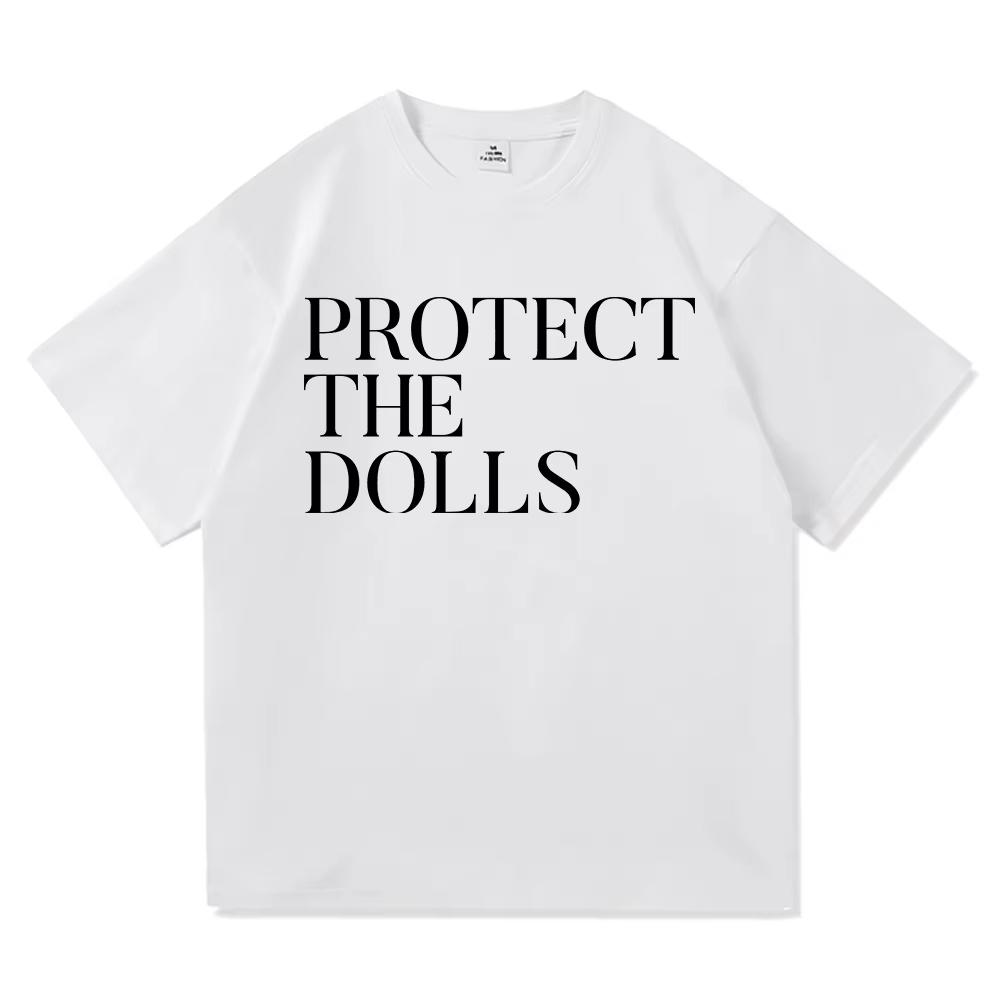 2026 New Protect The Dolls T Shirt MenWomen Harajuku Aesthetic Letter Print Tshirt Men and Women Short Sleeved Tops Tshirts