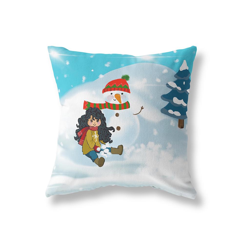 Home Decor Christmas Theme Printed Pattern Polyester Cushion Cover Living Room Sofa Decor Throw Pillow Pillow Cover