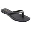 Womens/Ladies Contrast Detail Faux Leather Flat Flip Flops