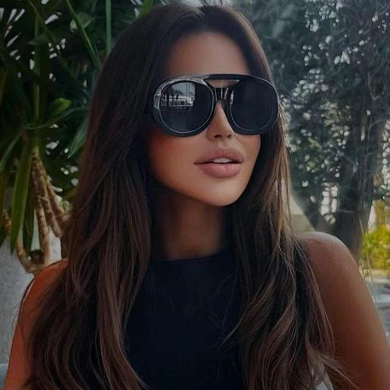 Vintage Oversized Round Sunglasses Women For Men Classic Big Frame Trending Sun Glasses Uv400 Luxury Brand Designer Eyeglasses