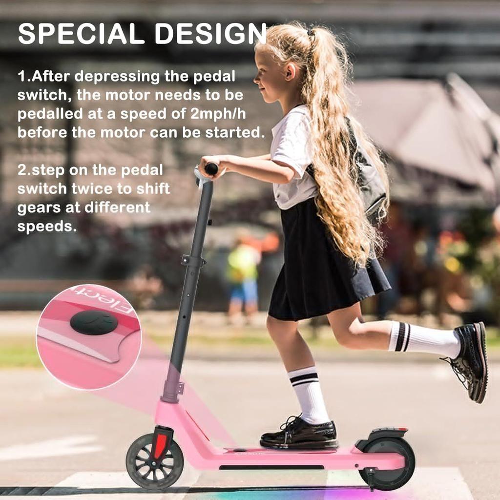 Kids Scooter for Ages 6-14 Girls Boys Scooter LED Light Wheels Adjustable Height Lightweight Scooter for Kids Kick Scooter 60kg Load