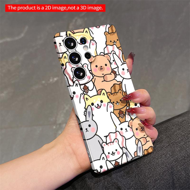2DFlat Samsung Phone Case Cute Animal Friends Pattern Phone Case Applicable To Galaxy S22 S23 S24 S25ULTRA S26 A12 A13 A14 A15 A16