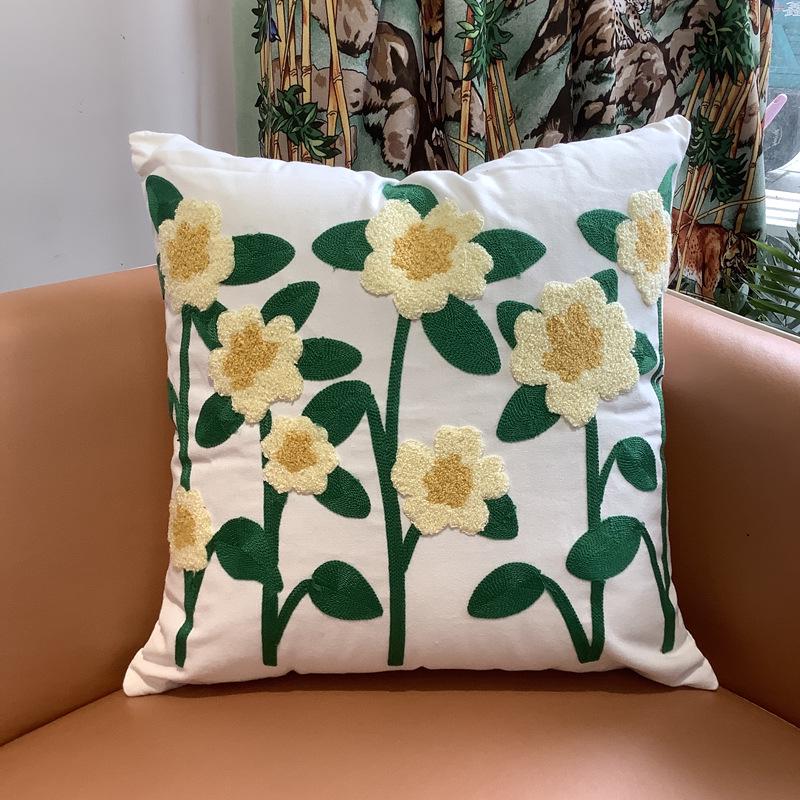 Kissenbezug mit Chenille-Stickerei: Sofa im pastoralen Heimstil, Dekokissen und Lendenstütze